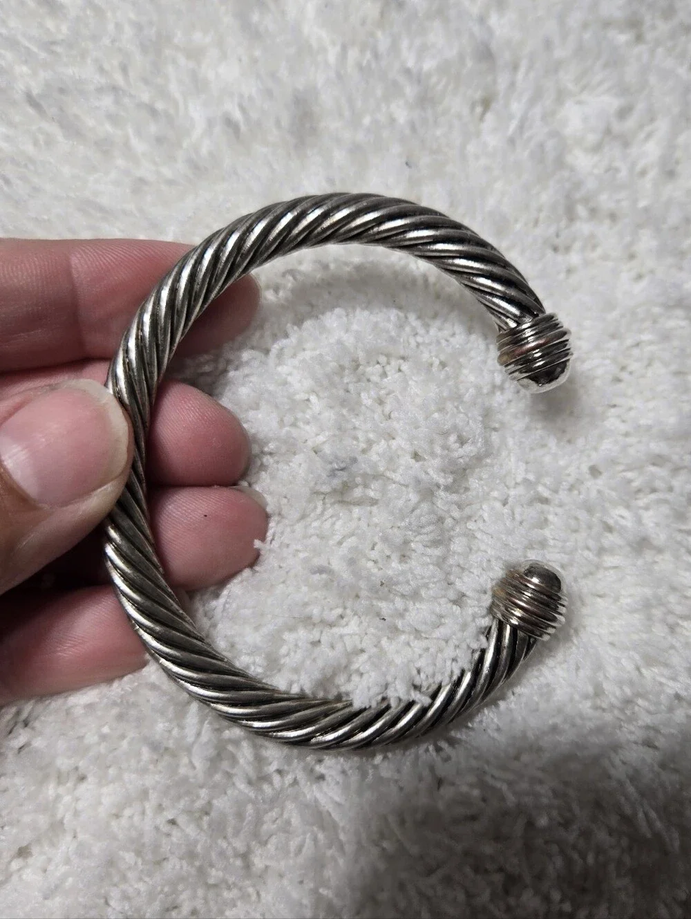 Vintage Cable Cuff Bracelet Silver Tone